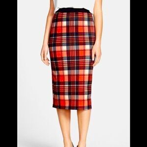 Bobeau stretch plaid pencil skirt size xs